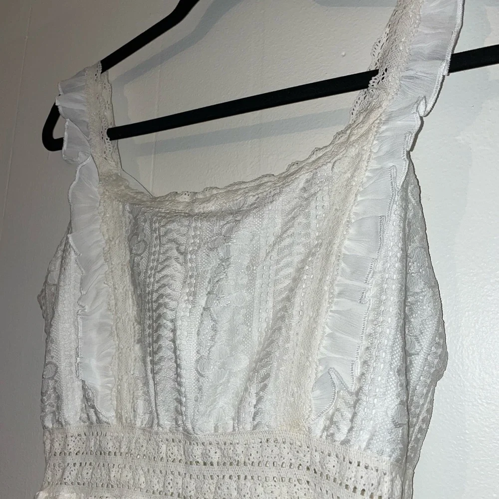 ADORABLE white sundress with tie back and ruffles - Picture 9 of 13